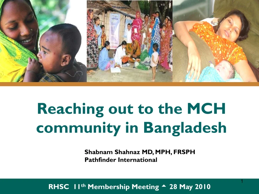 reaching out to the mch community in bangladesh
