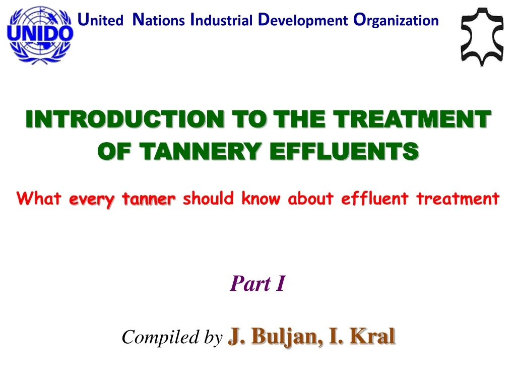 introduction to t he t reatment of tannery effluents