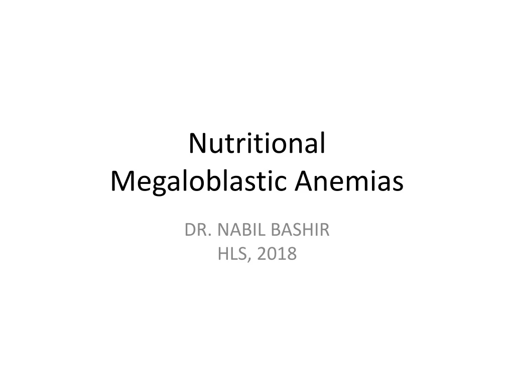 nutritional megaloblastic anemias