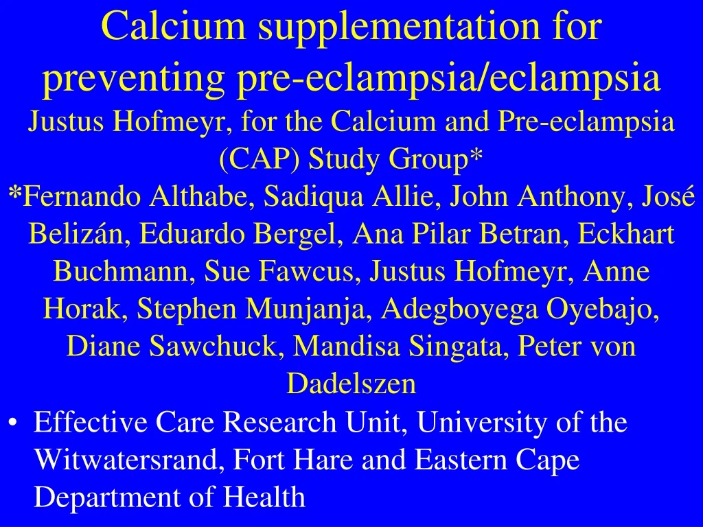 calcium supplementation for preventing