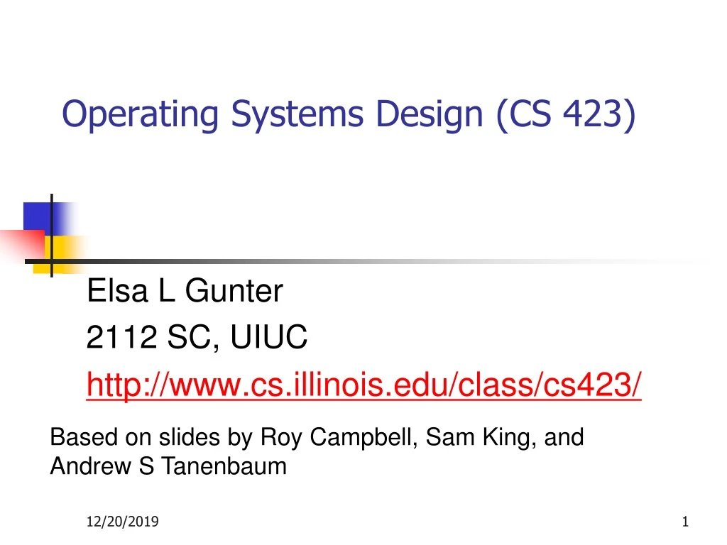 operating systems design cs 423