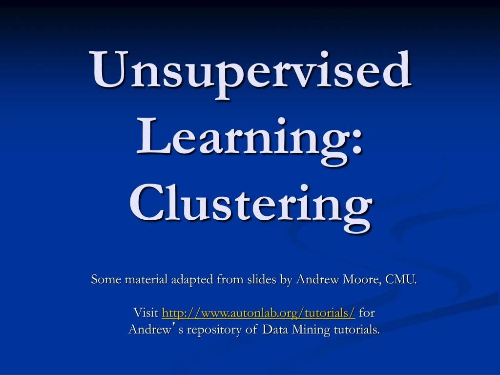 unsupervised learning clustering