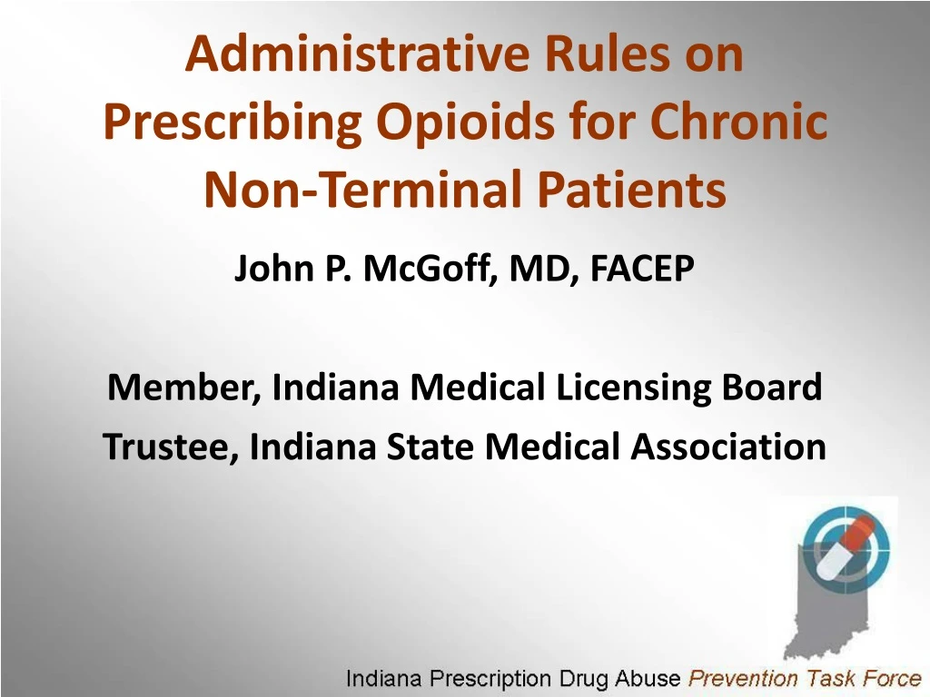 administrative rules on prescribing opioids for chronic non terminal patients