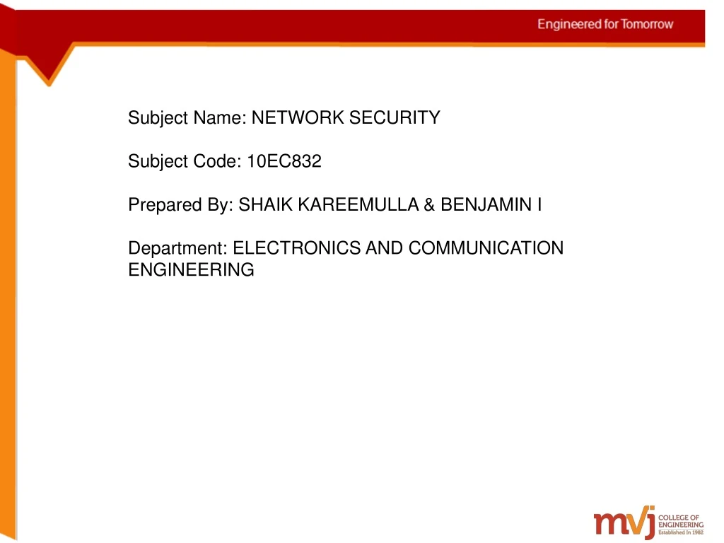 subject name network security subject code