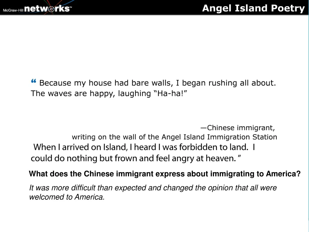what does the chinese immigrant express about
