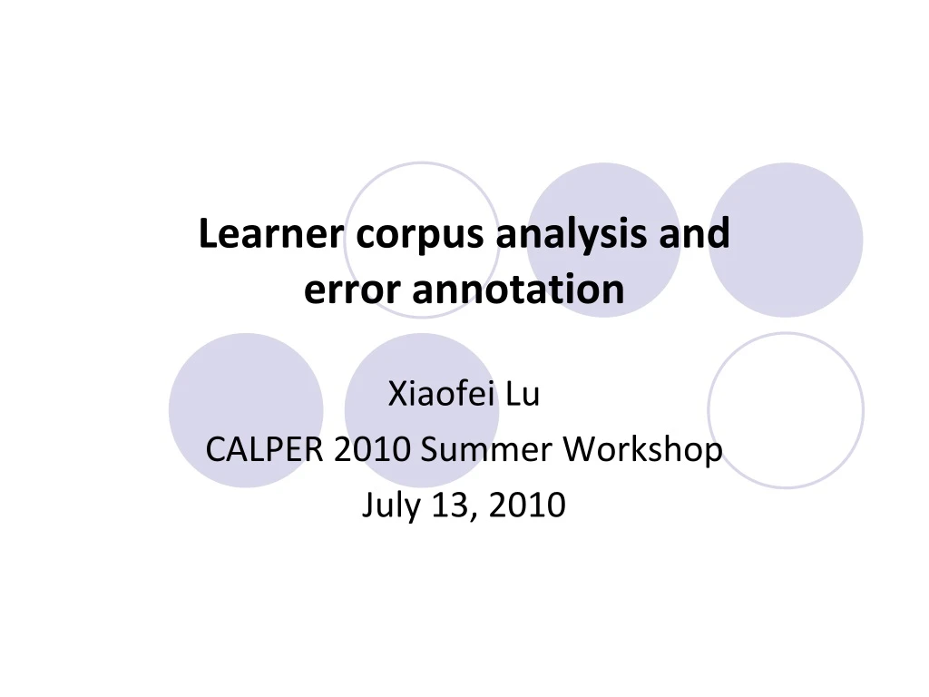 learner corpus analysis and error annotation