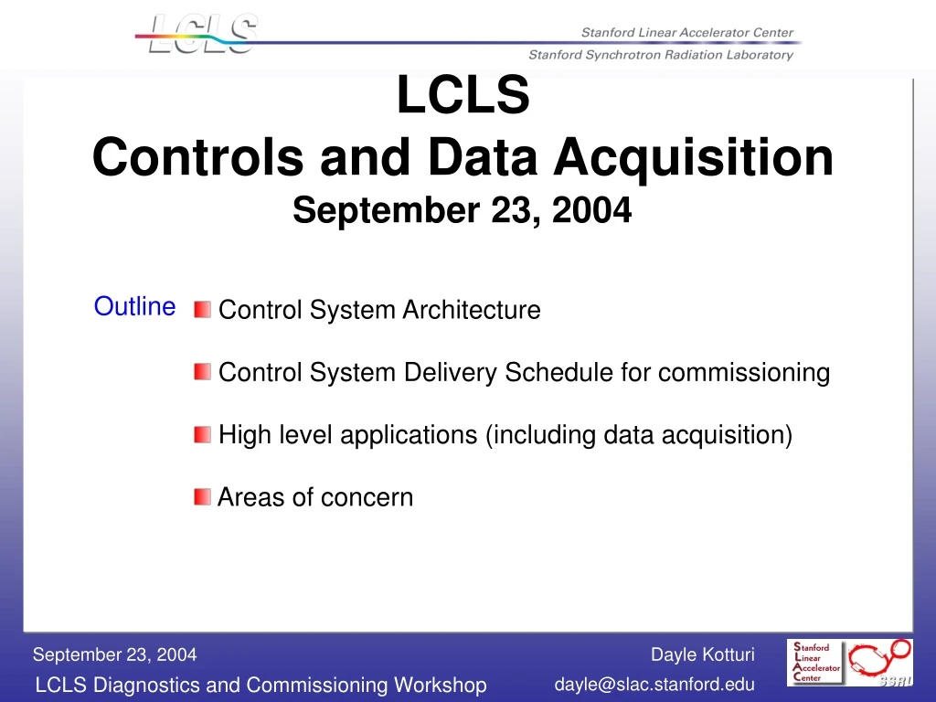 lcls controls and data acquisition september 23 2004