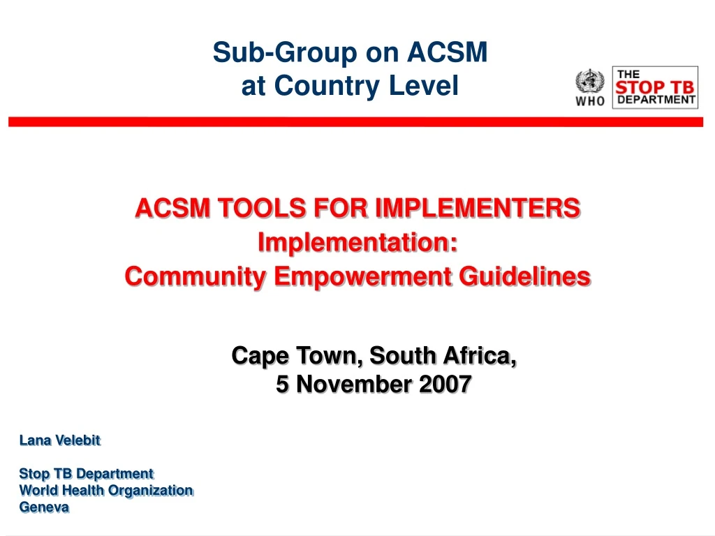 sub group on acsm at country level