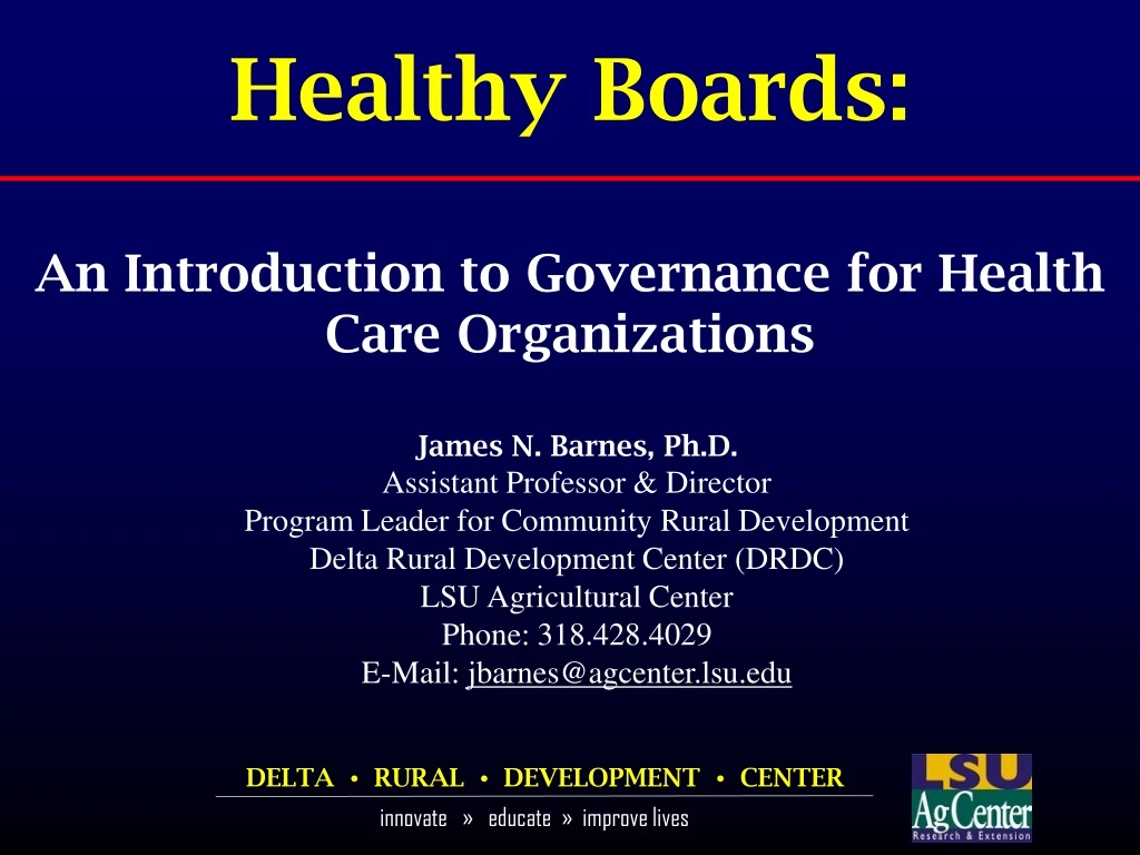 healthy boards an introduction to governance