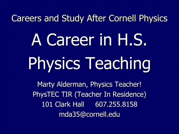 Careers and Study After Cornell Physics