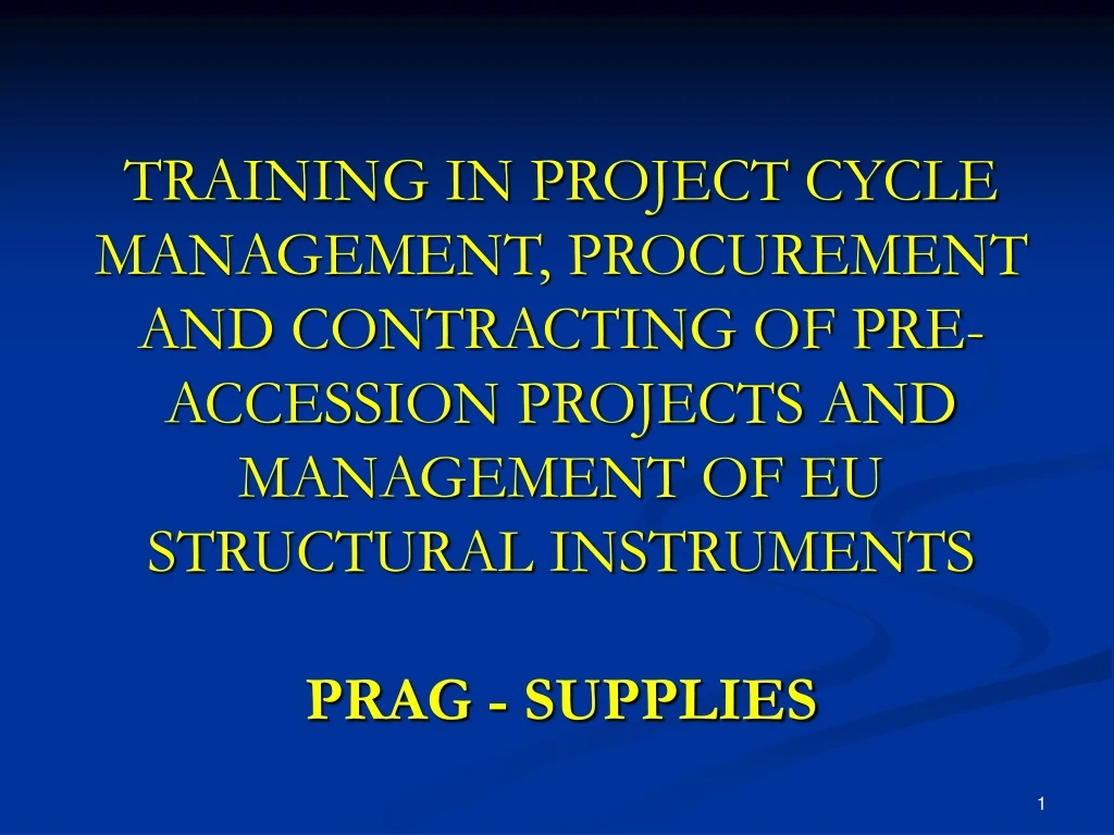 training in project cycle management procurement