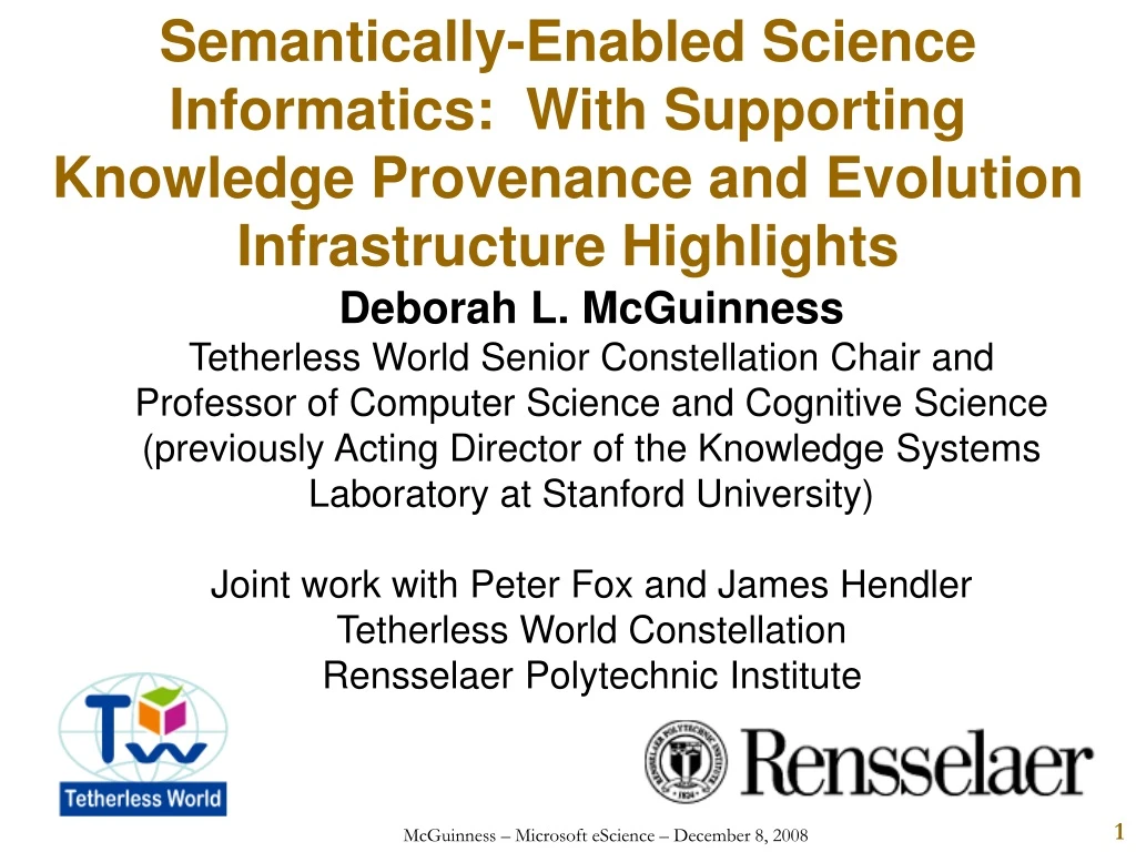 semantically enabled science informatics with