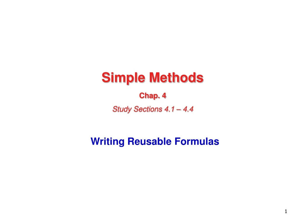 simple methods chap 4 study sections 4 1 4 4