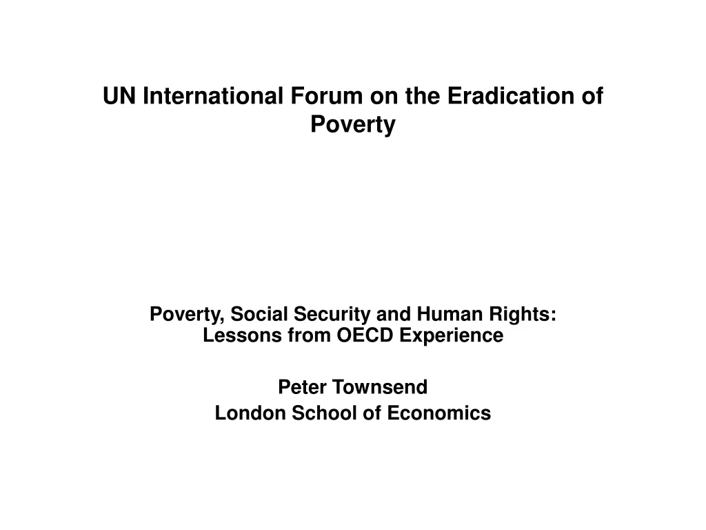 un international forum on the eradication of poverty