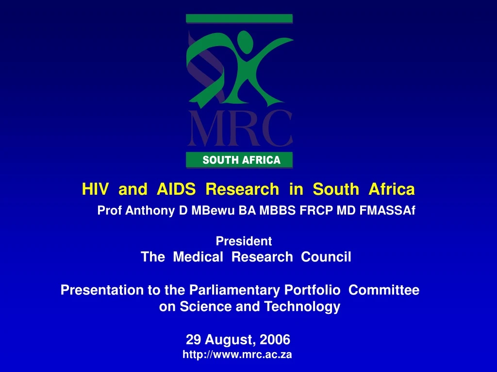 hiv and aids research in south africa prof