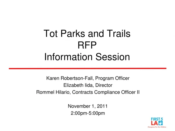 Tot Parks and Trails RFP Information Session