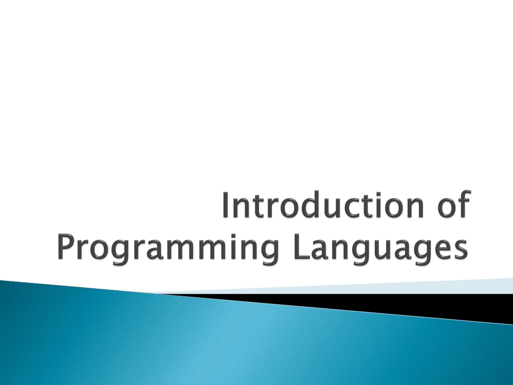 introduction of programming languages