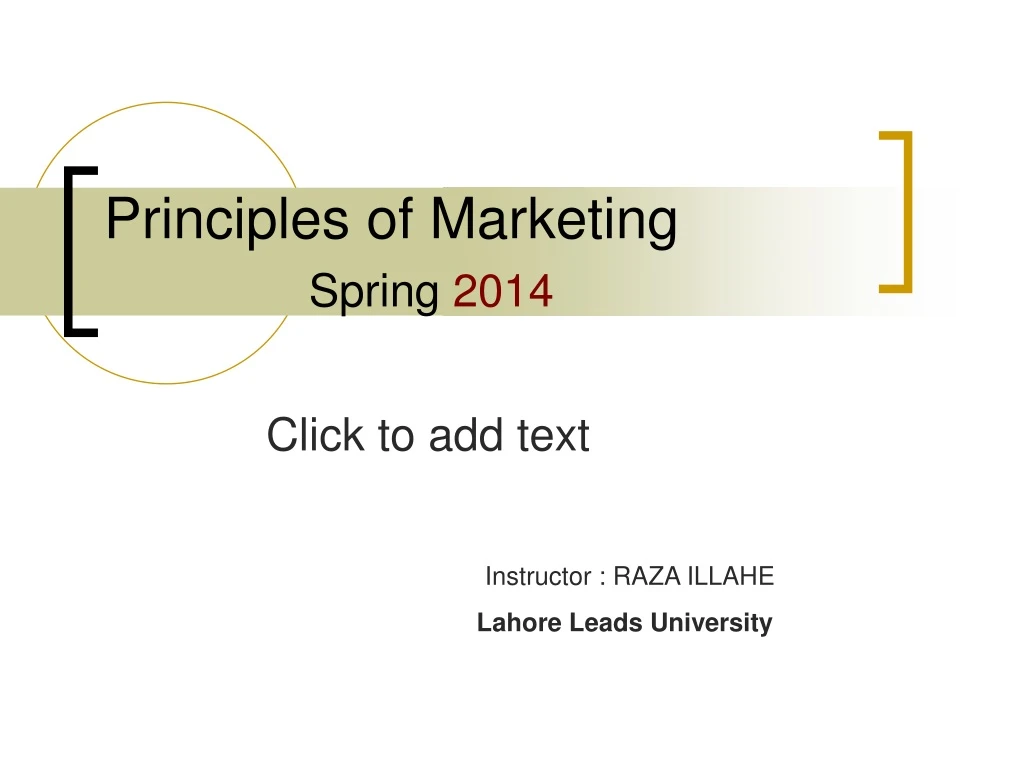 principles of marketing spring 2014