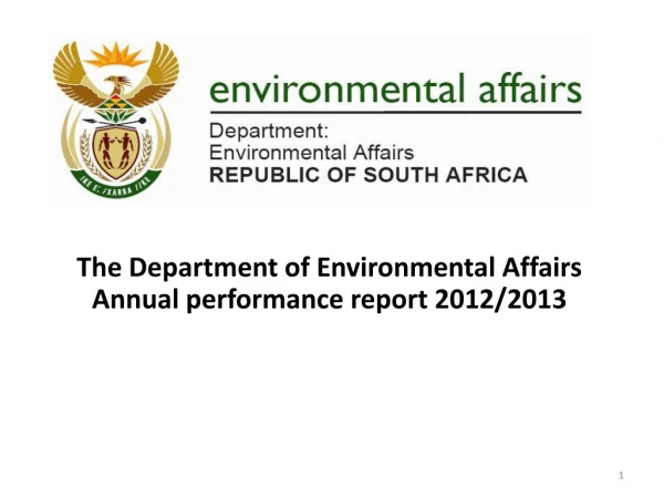 The Department of Environmental Affairs Annual  performance report  2012/2013