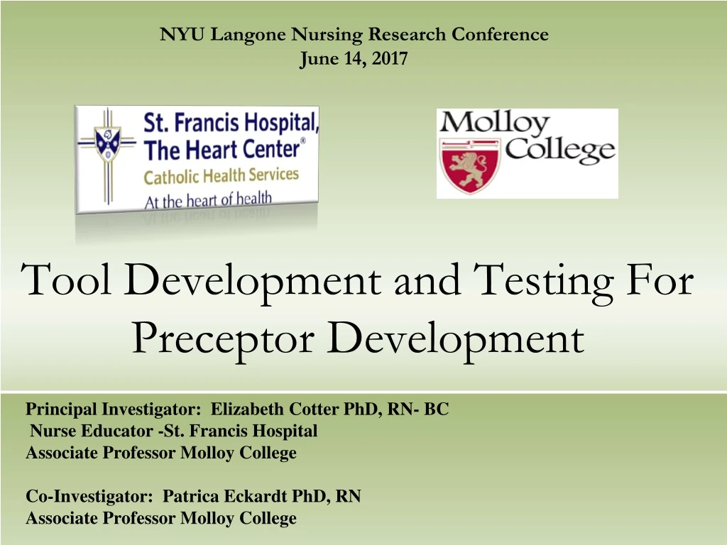 tool development and testing for preceptor development