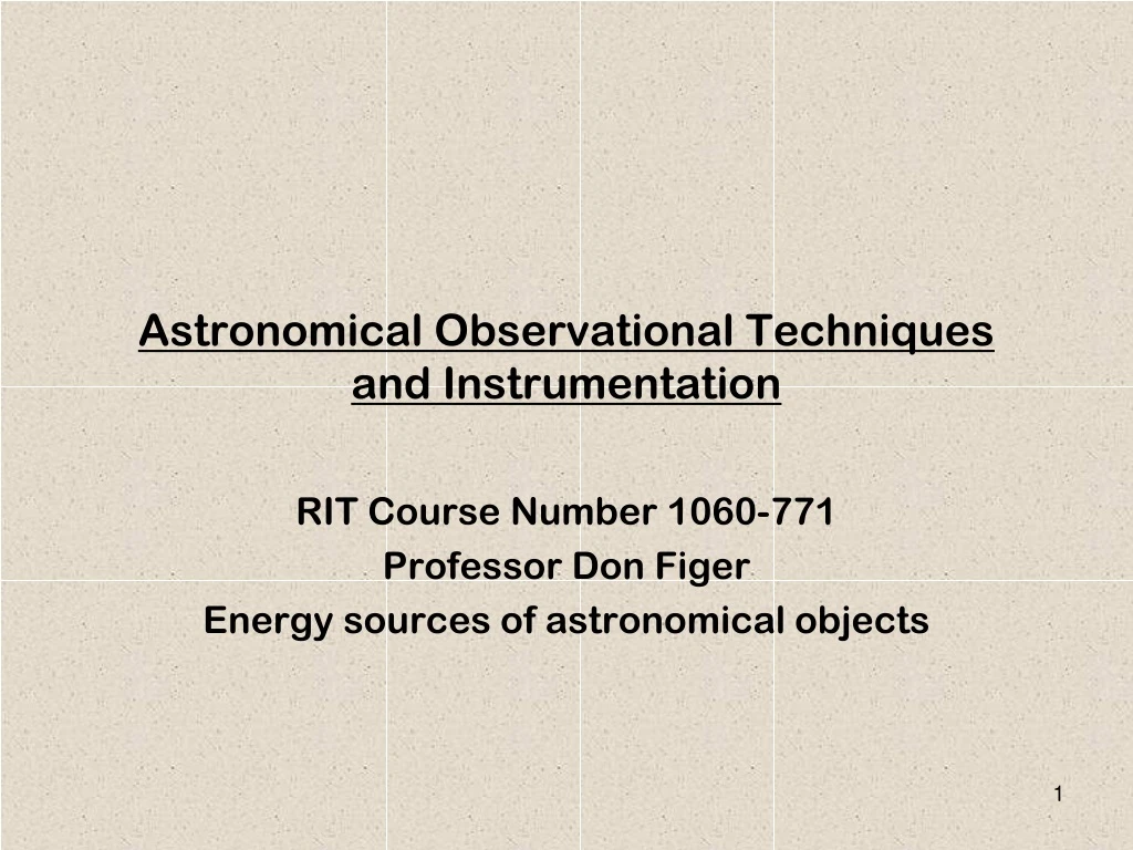 astronomical observational techniques and instrumentation