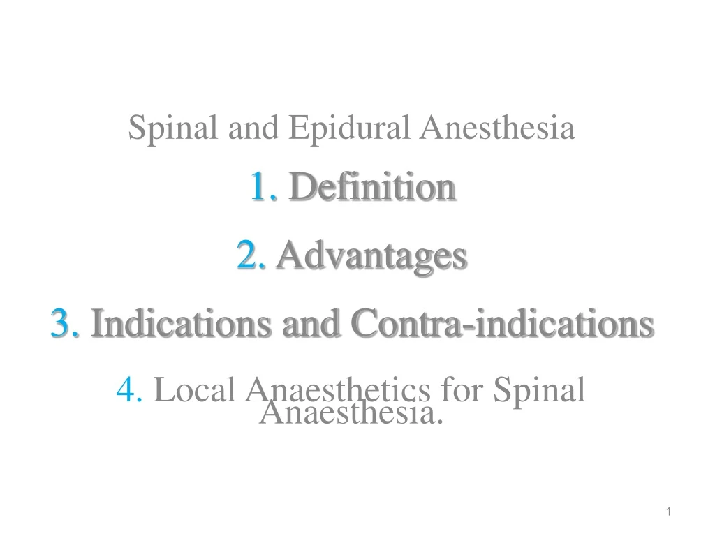 spinal and epidural anesthesia 1 definition