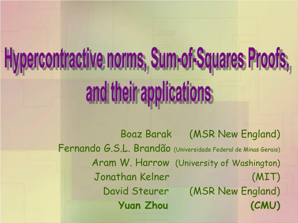 hypercontractive norms sum of squares proofs