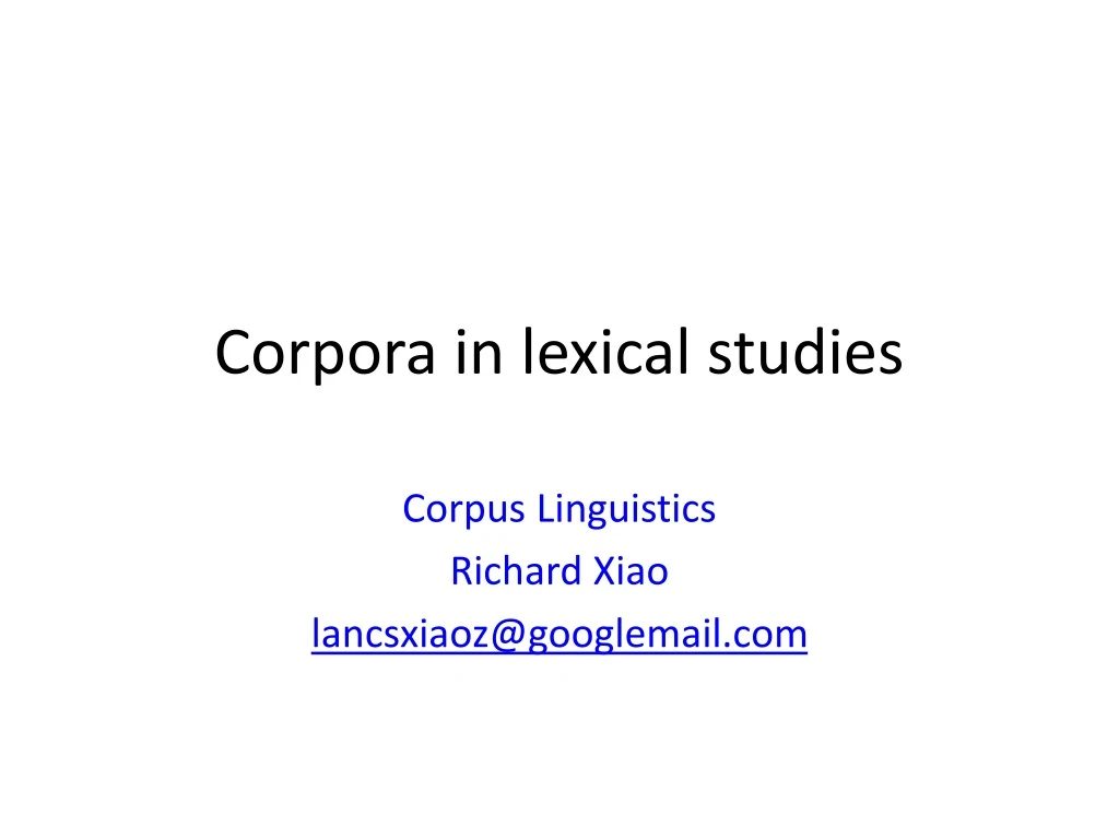 corpora in lexical studies