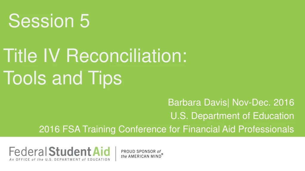 title iv reconciliation tools and tips