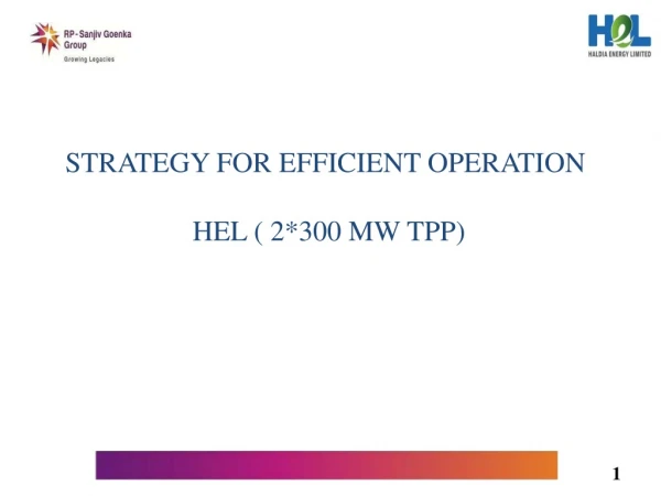 STRATEGY FOR EFFICIENT OPERATION  HEL ( 2*300 MW TPP)