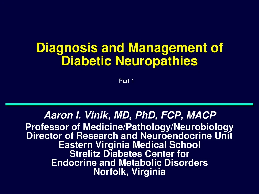 diagnosis and management of diabetic neuropathies