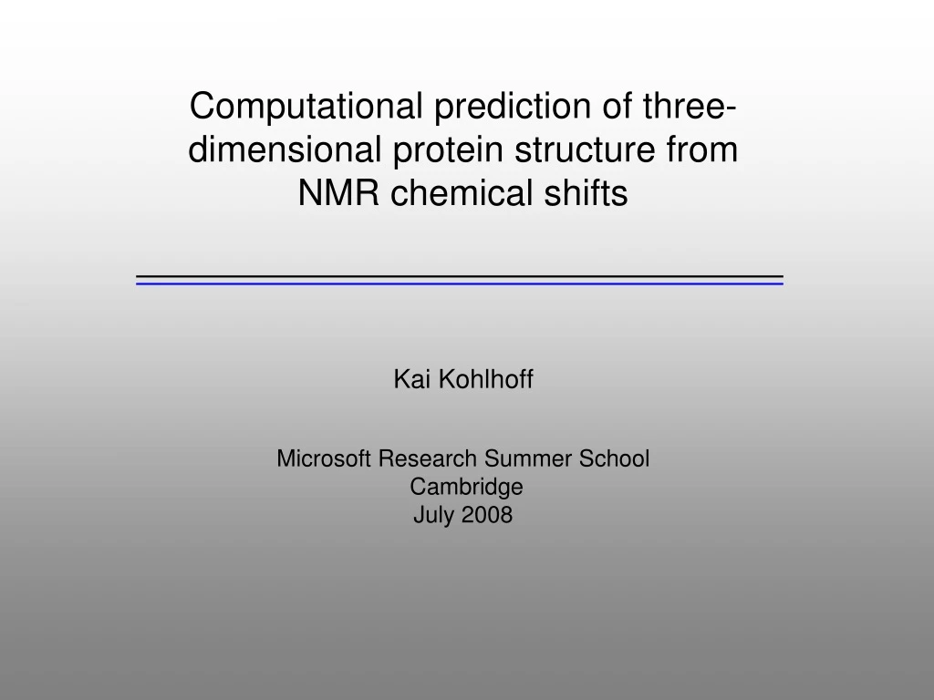 computational prediction of three dimensional