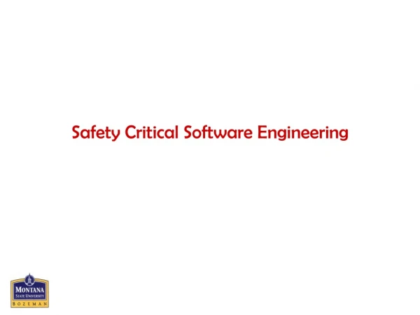 Safety Critical Software Engineering