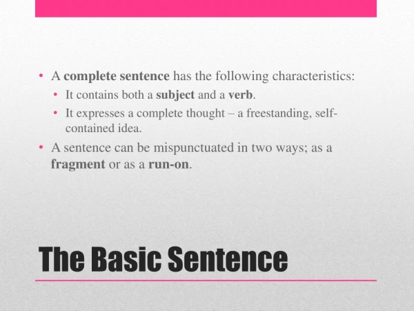 The Basic Sentence