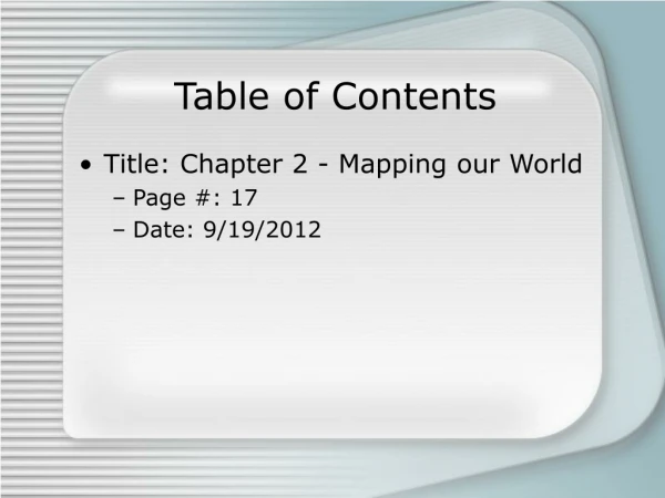 Table of Contents