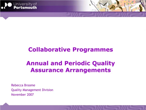 Collaborative Programmes Annual and Periodic Quality Assurance Arrangements