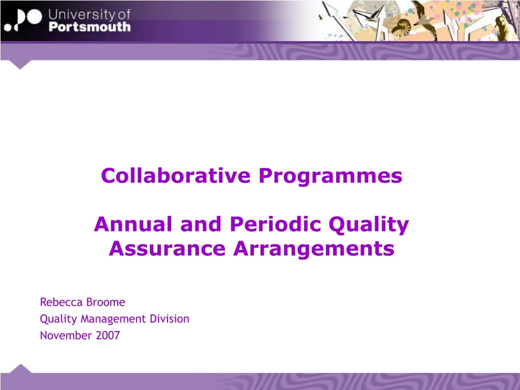 collaborative programmes annual and periodic quality assurance arrangements