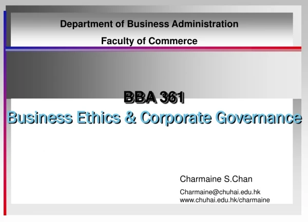 BBA 361 Business Ethics &amp; Corporate Governance