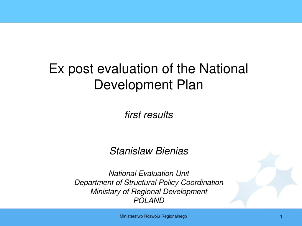 ex post evaluation of the national development