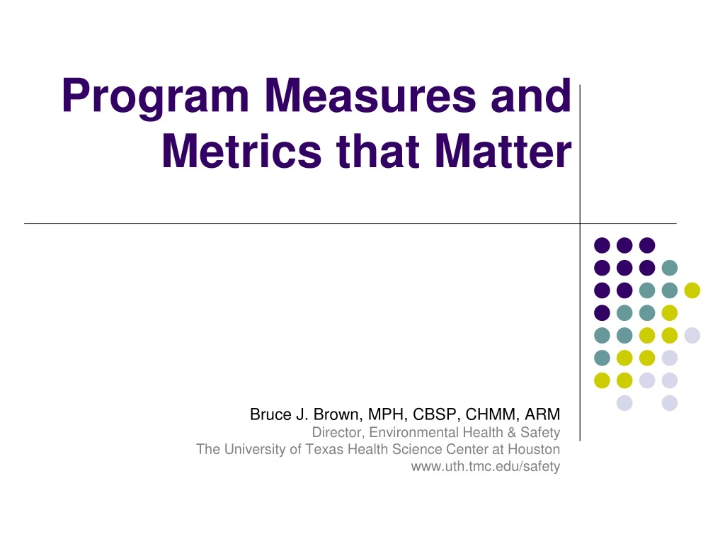 program measures and metrics that matter