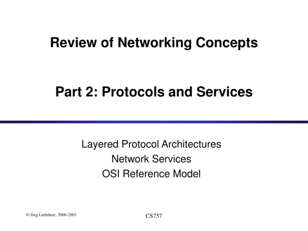 Layered Protocol Architectures Network Services OSI Reference Model