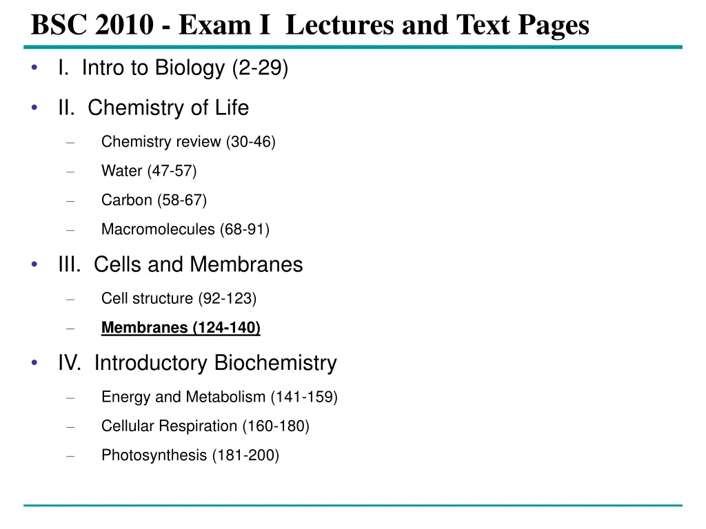 bsc 2010 exam i lectures and text pages