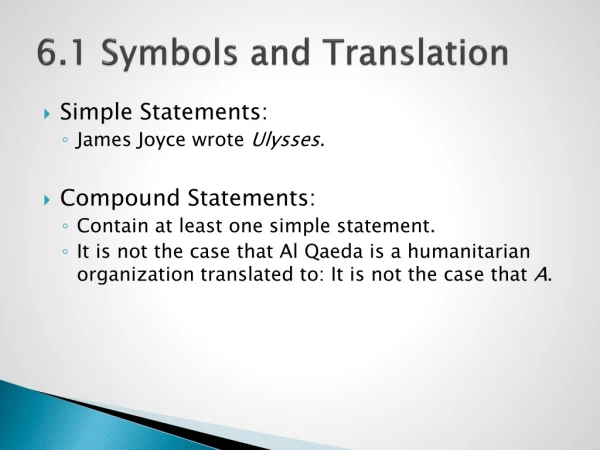 6.1 Symbols and Translation