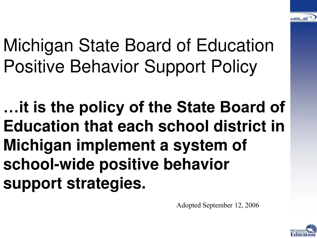 michigan state board of education positive