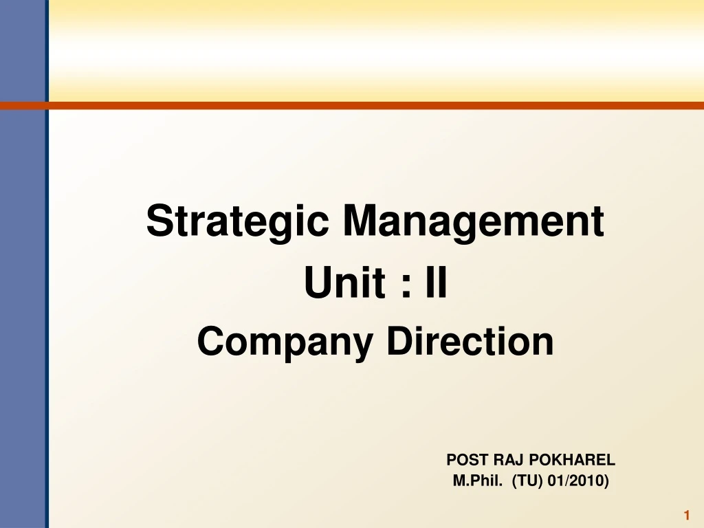 strategic management unit ii company direction