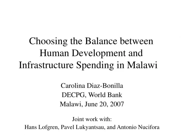 Choosing the Balance between Human Development and Infrastructure Spending in Malawi