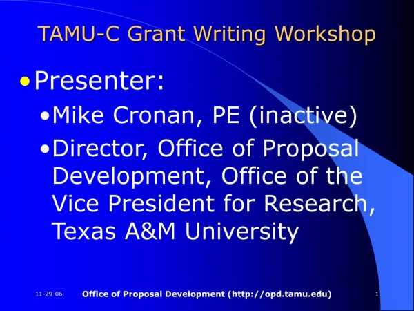 TAMU-C Grant Writing Workshop