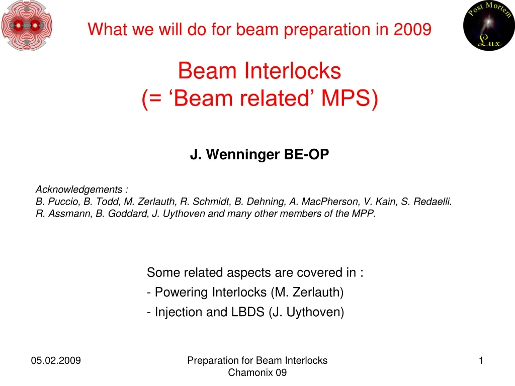 what we will do for beam preparation in 2009