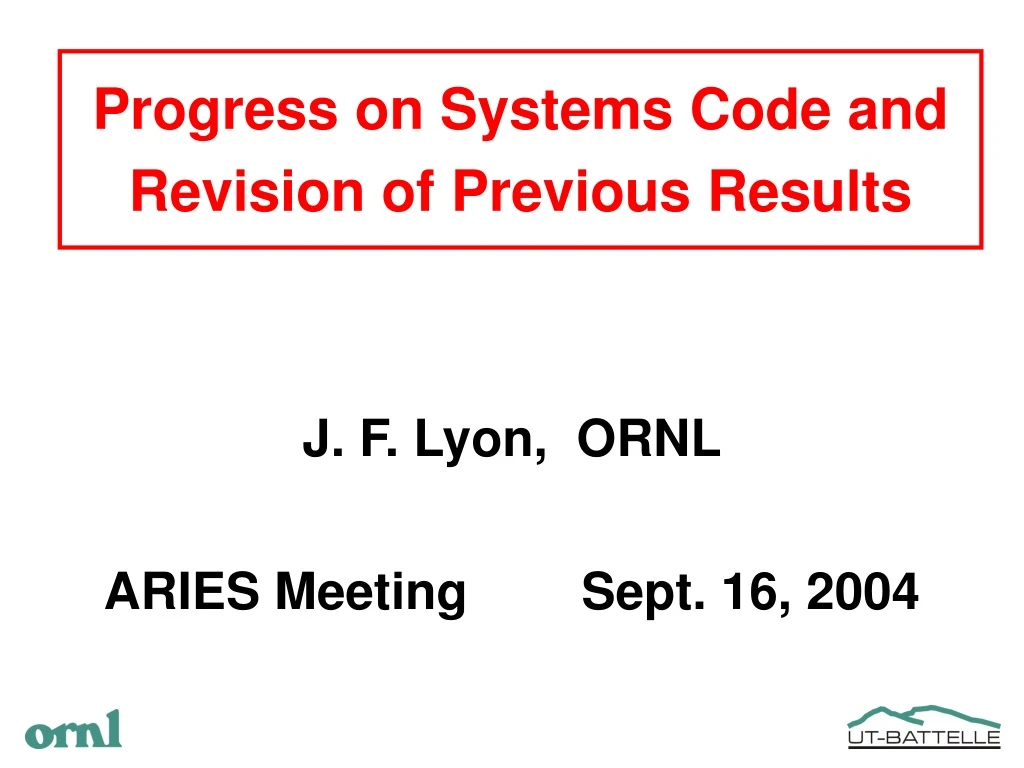 progress on systems code and revision of previous results