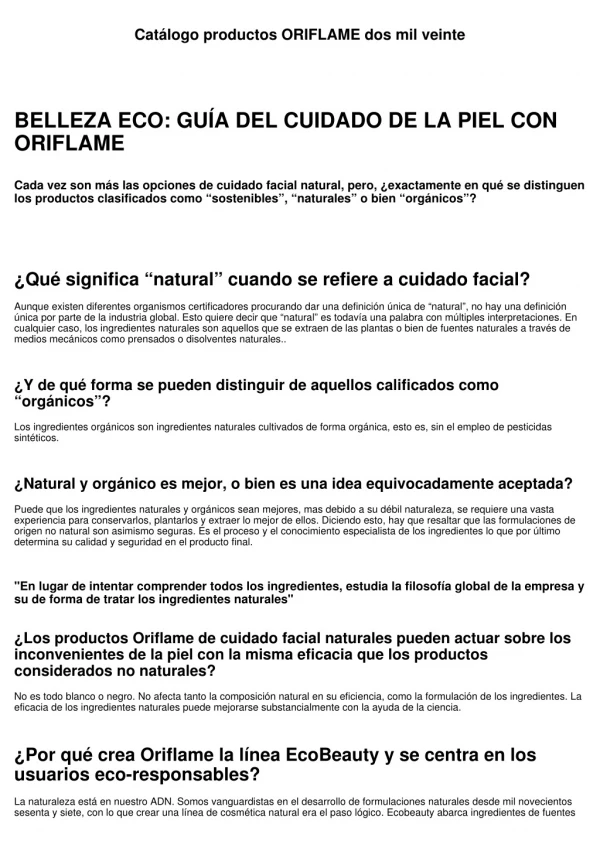 Catálogo productos ORIFLAME México